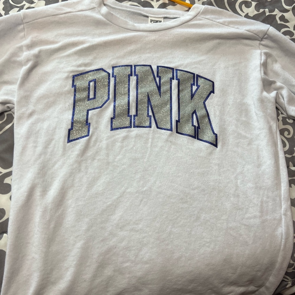 White pink branded long sleeve